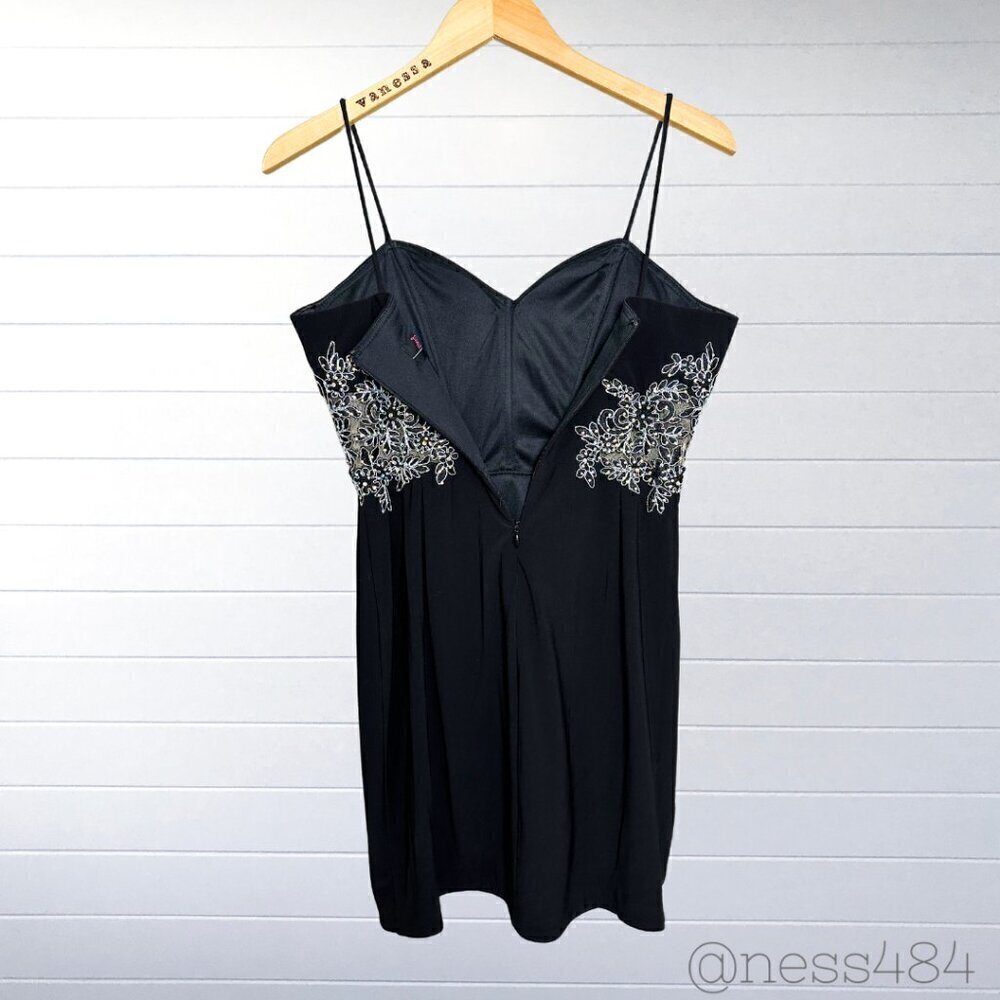 Blondie Nites by Davy Rags Black Beaded Embellished Dress Size 6/7‎ - Picture 3 of 6